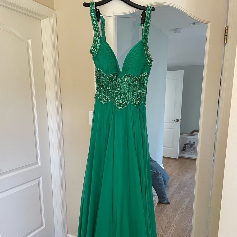 Emerald Green Sherri Hill Beaded Prom Dress, Pageant Dress